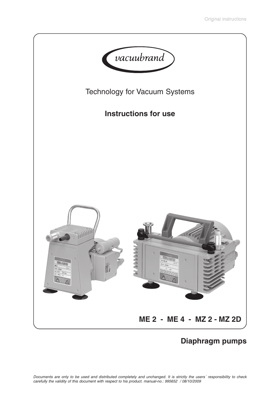 VACUUBRAND MZ 2D User Manual | 24 pages