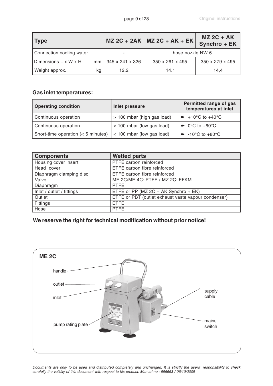 VACUUBRAND MZ 2C +AK+EK User Manual | Page 9 / 28