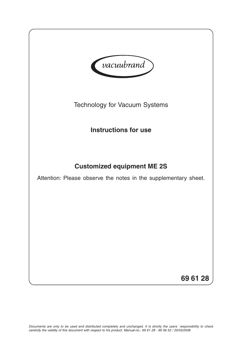 VACUUBRAND ME 2S User Manual | 28 pages