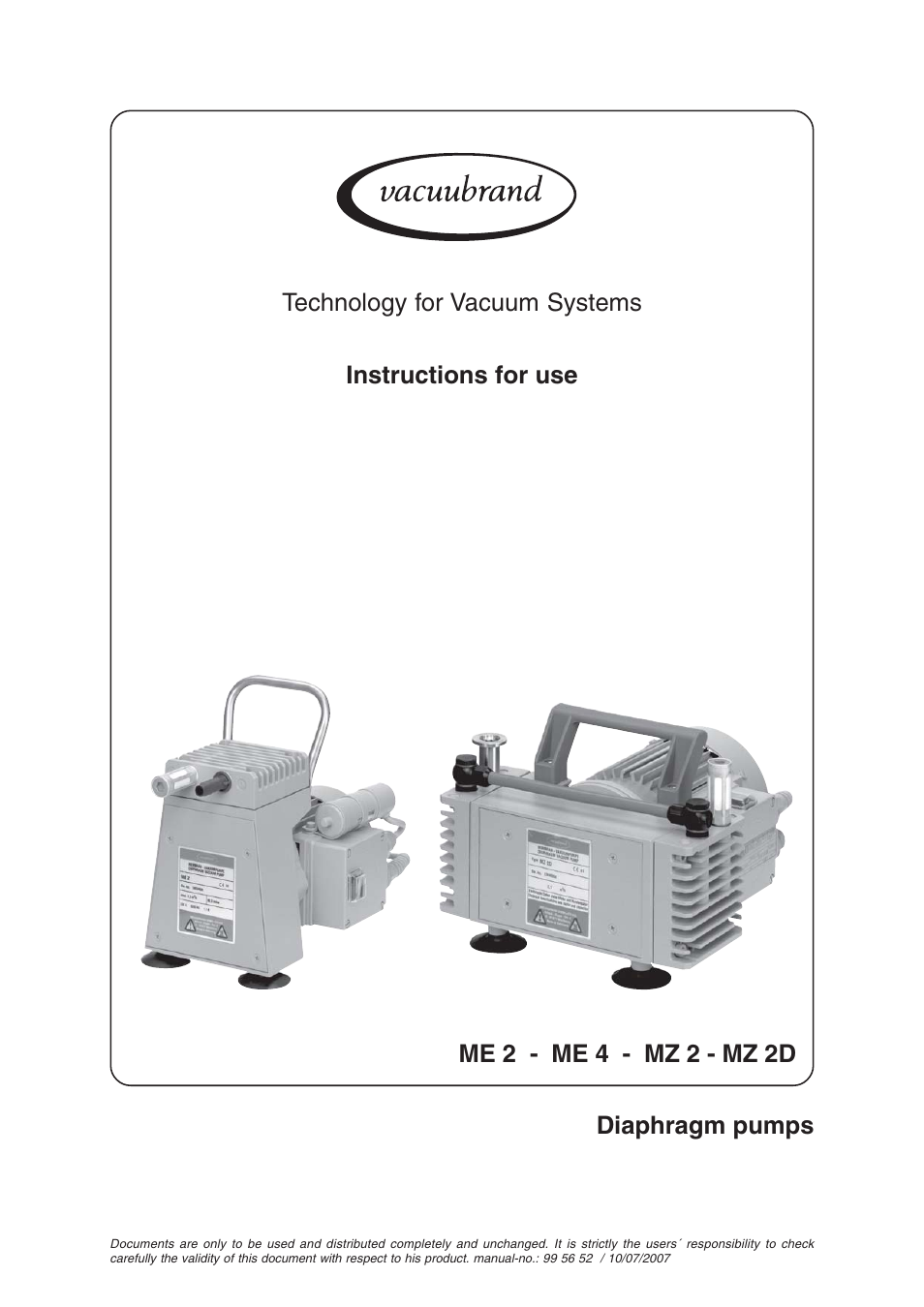 VACUUBRAND ME 2SI User Manual | Page 5 / 28