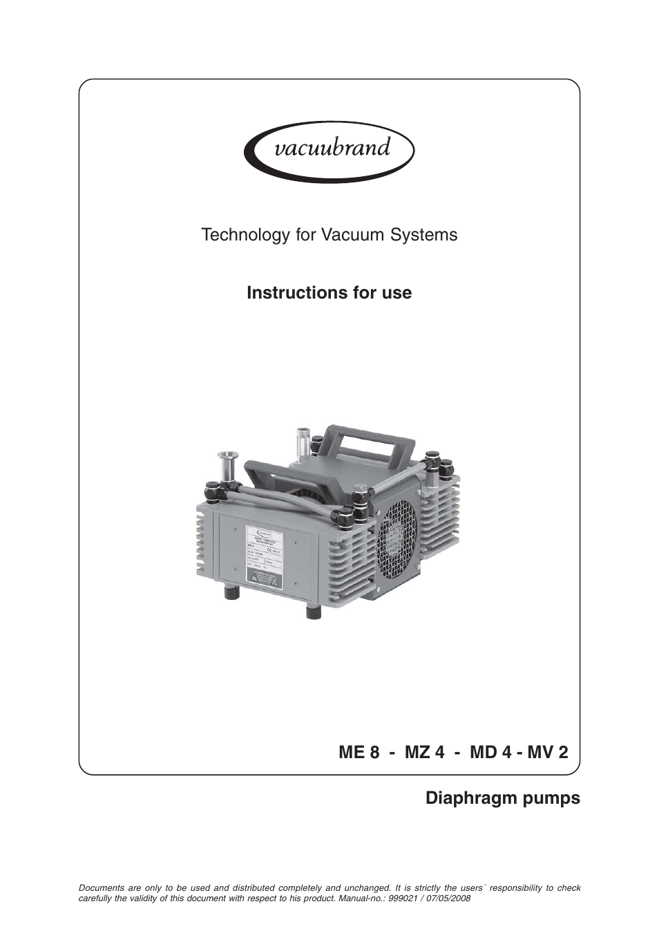 Technology for vacuum systems | VACUUBRAND ME 8SI User Manual | Page 7 / 28