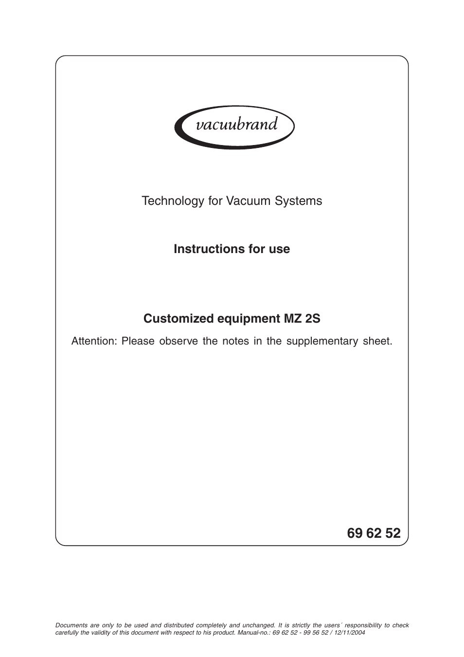 VACUUBRAND MZ 2S User Manual | 28 pages