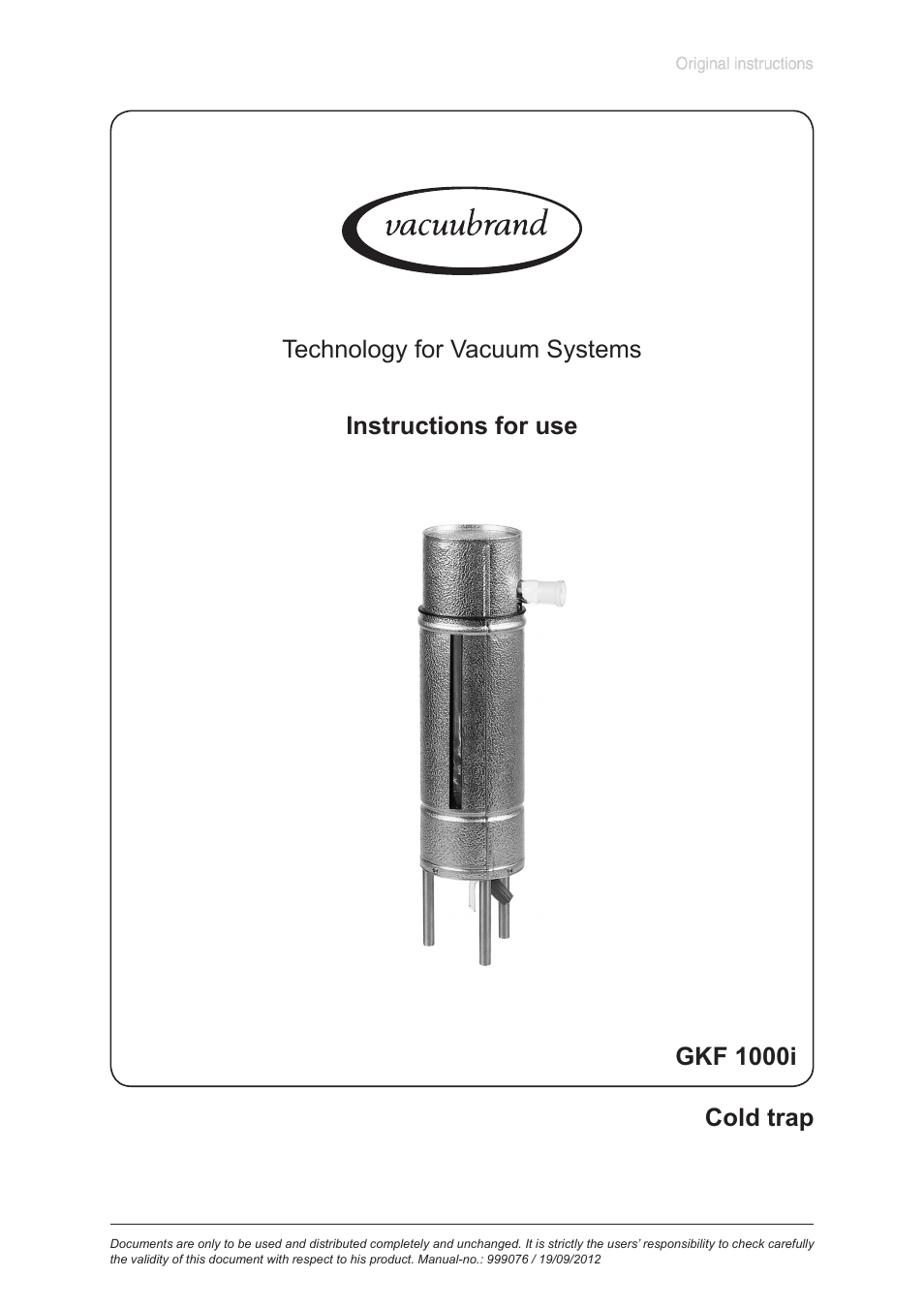 VACUUBRAND GKF 1000i User Manual | 8 pages