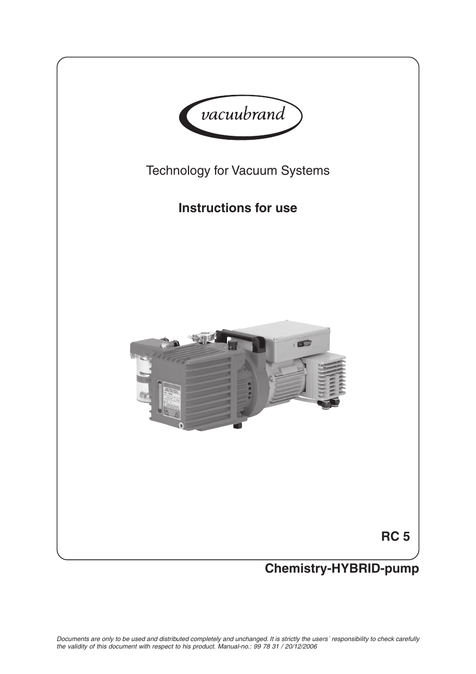 VACUUBRAND RC 5 User Manual | 28 pages