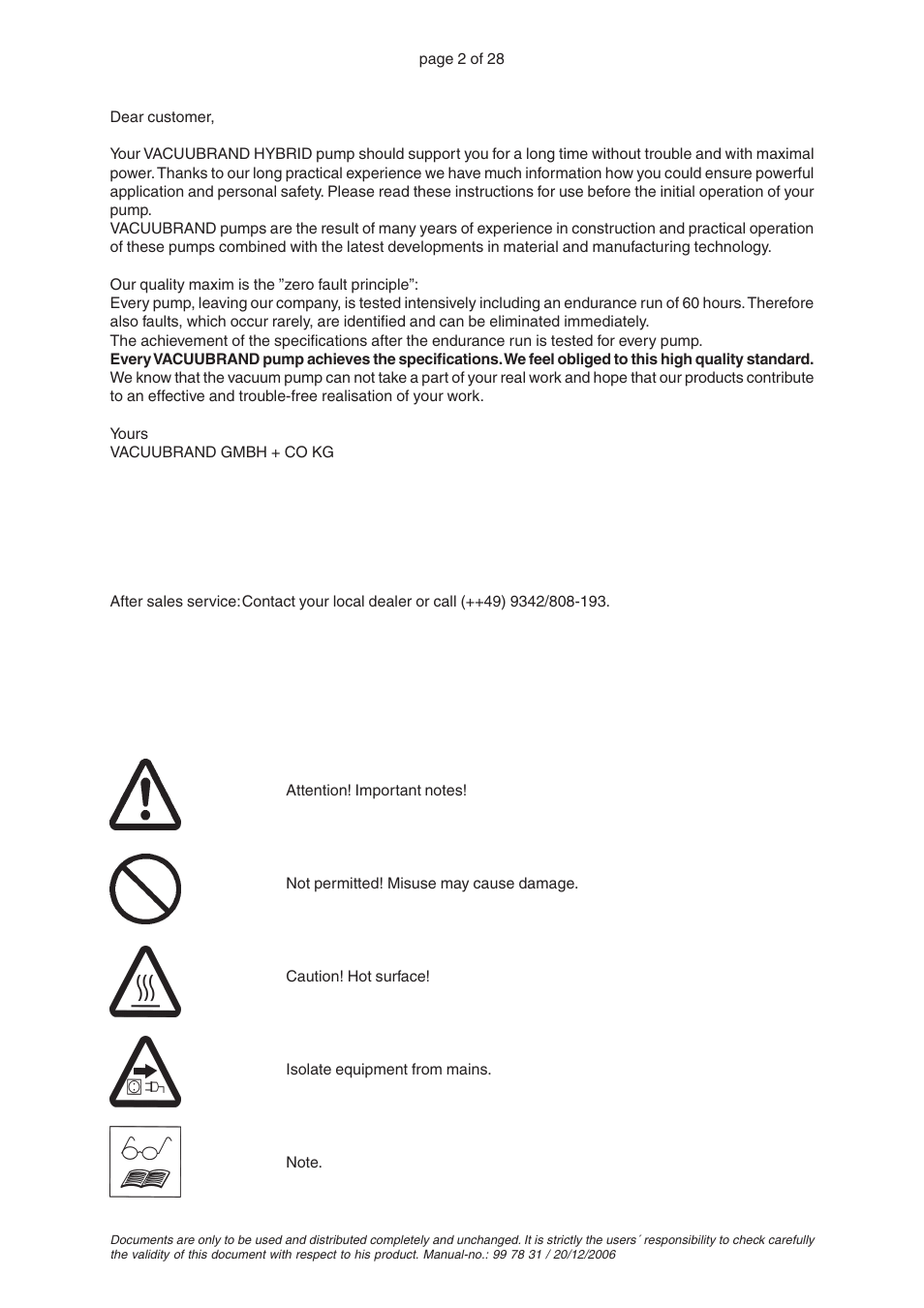 VACUUBRAND RC 5 User Manual | Page 2 / 28
