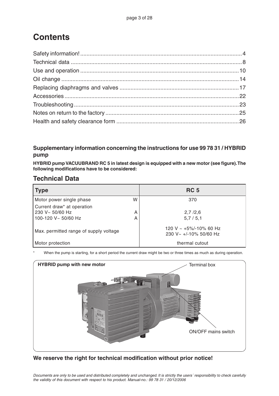 VACUUBRAND RC 5 User Manual | Page 3 / 28