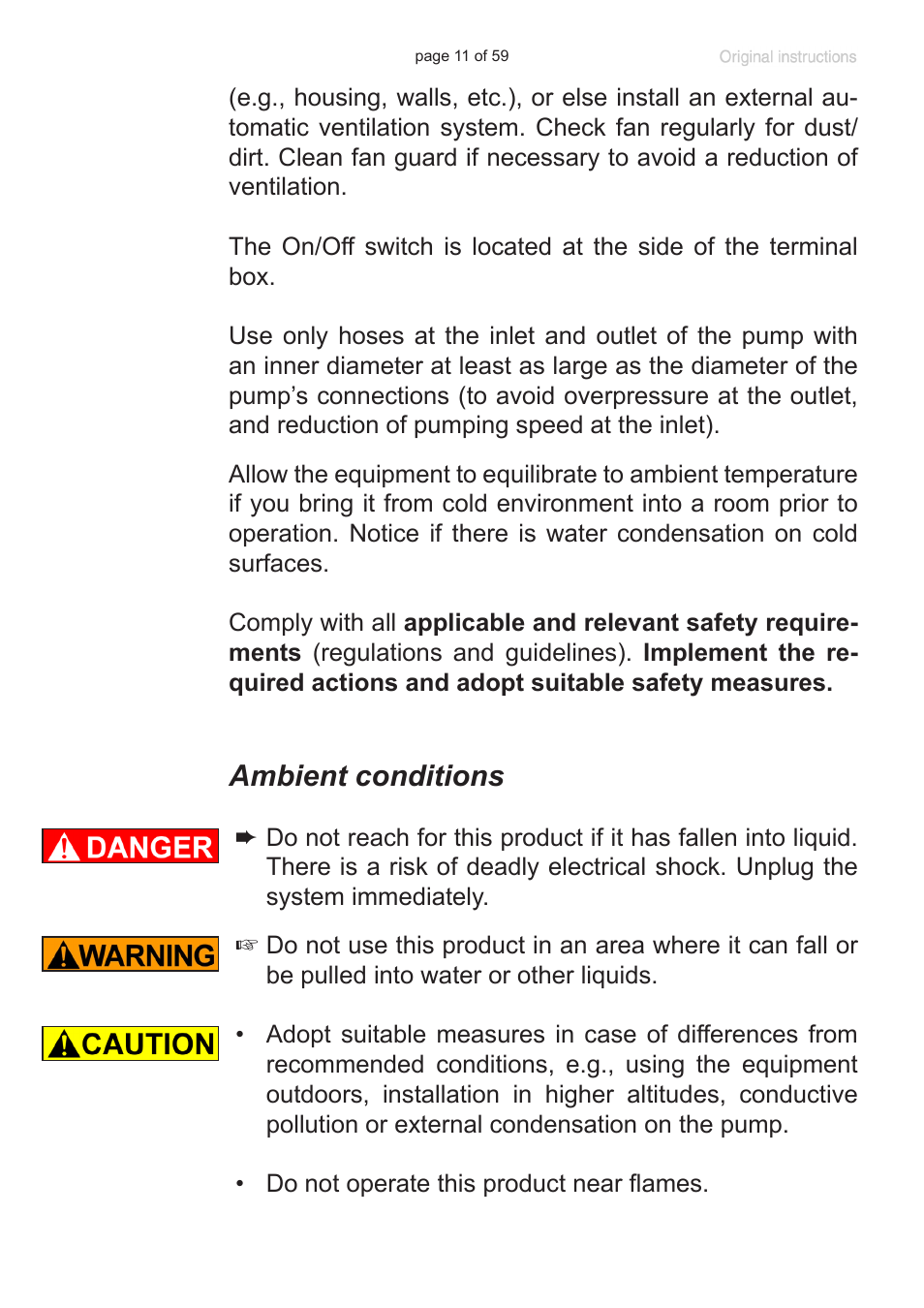 Ambient conditions | VACUUBRAND RC 6 User Manual | Page 11 / 59