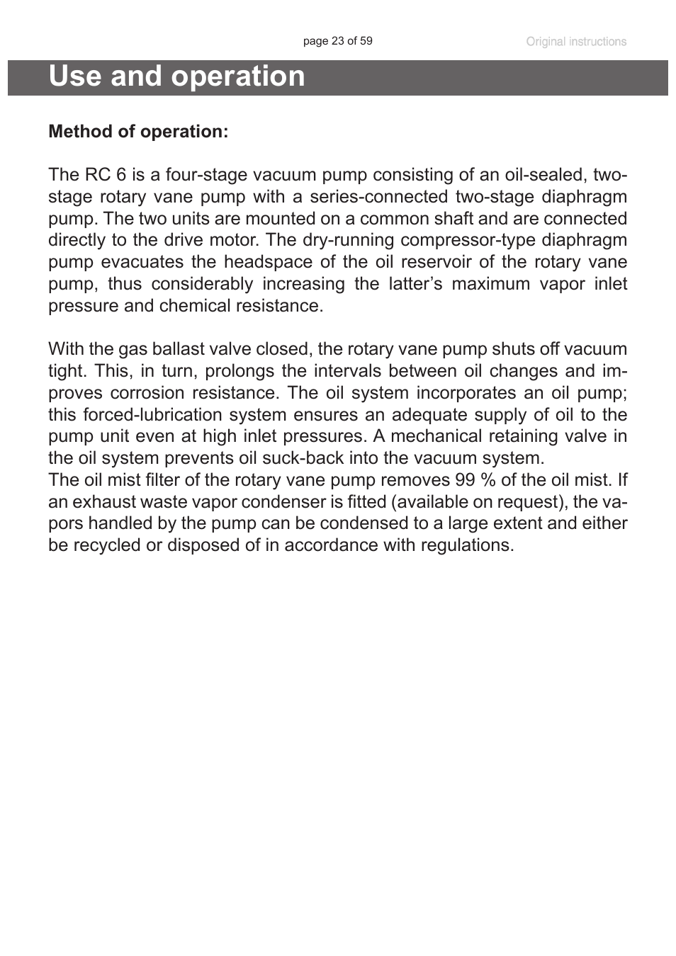 Use and operation | VACUUBRAND RC 6 User Manual | Page 23 / 59