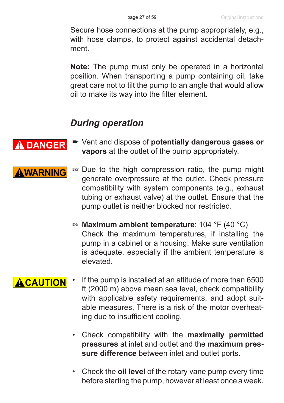 During operation | VACUUBRAND RC 6 User Manual | Page 27 / 59