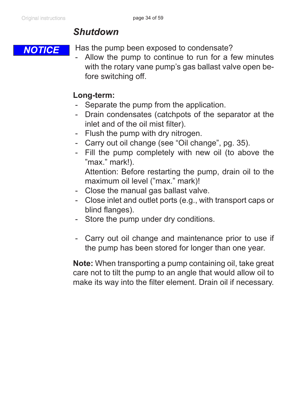 Shutdown, Notice | VACUUBRAND RC 6 User Manual | Page 34 / 59