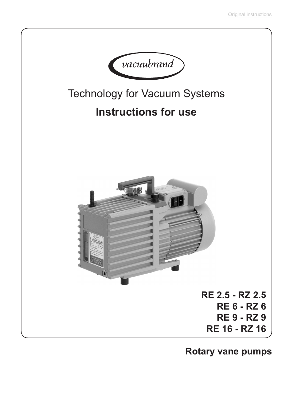 VACUUBRAND RZ 9 User Manual | 49 pages