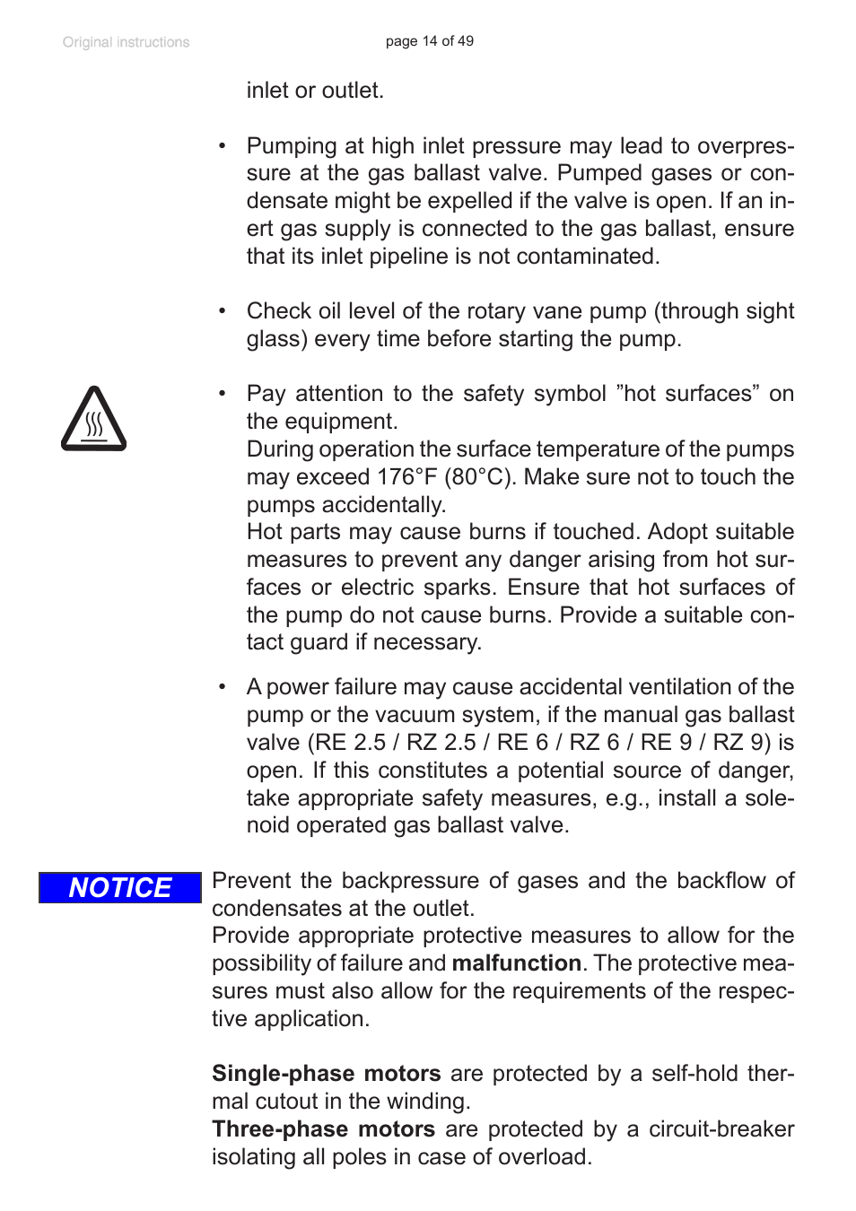 Notice | VACUUBRAND RZ 9 User Manual | Page 14 / 49