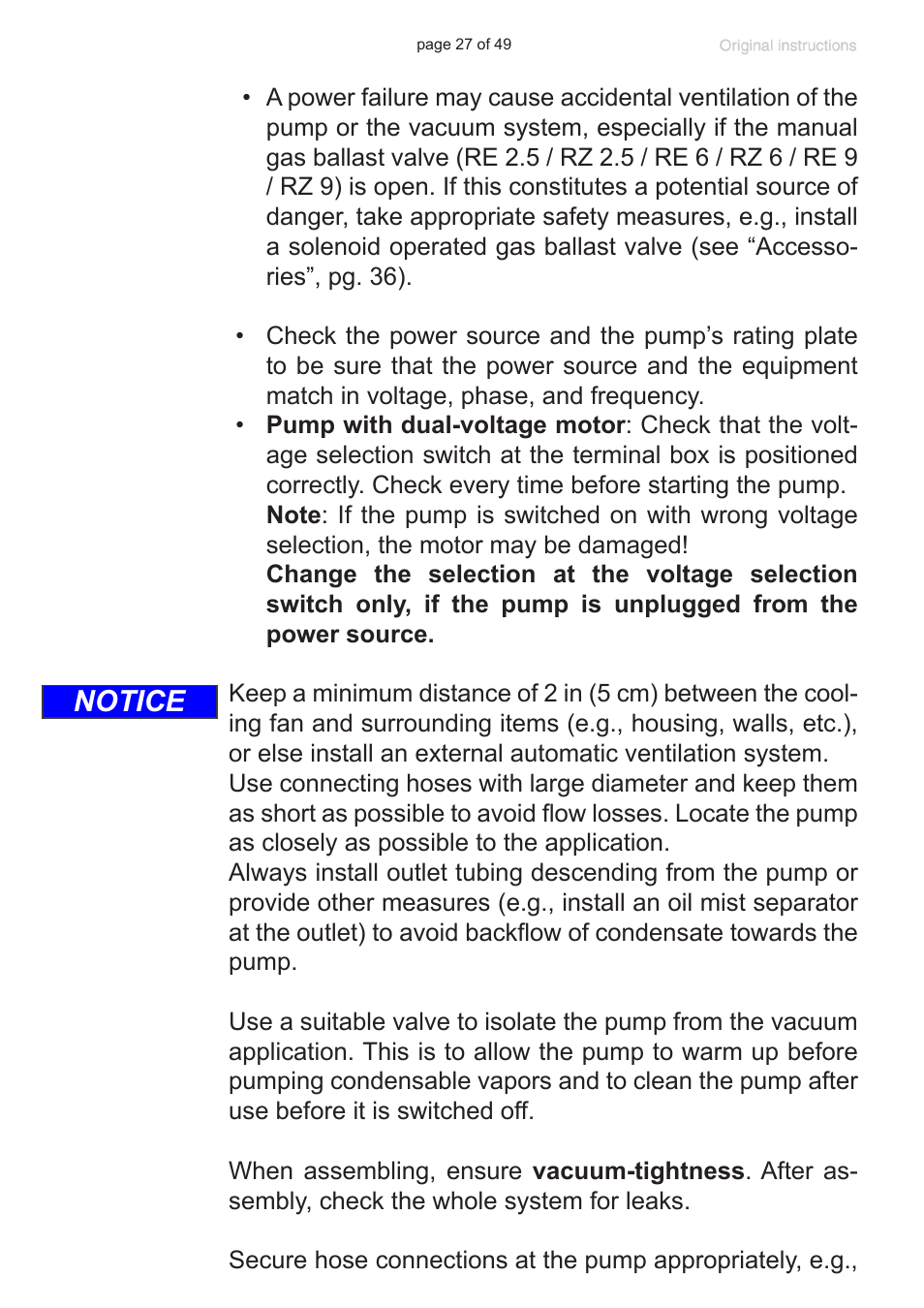 Notice | VACUUBRAND RZ 9 User Manual | Page 27 / 49