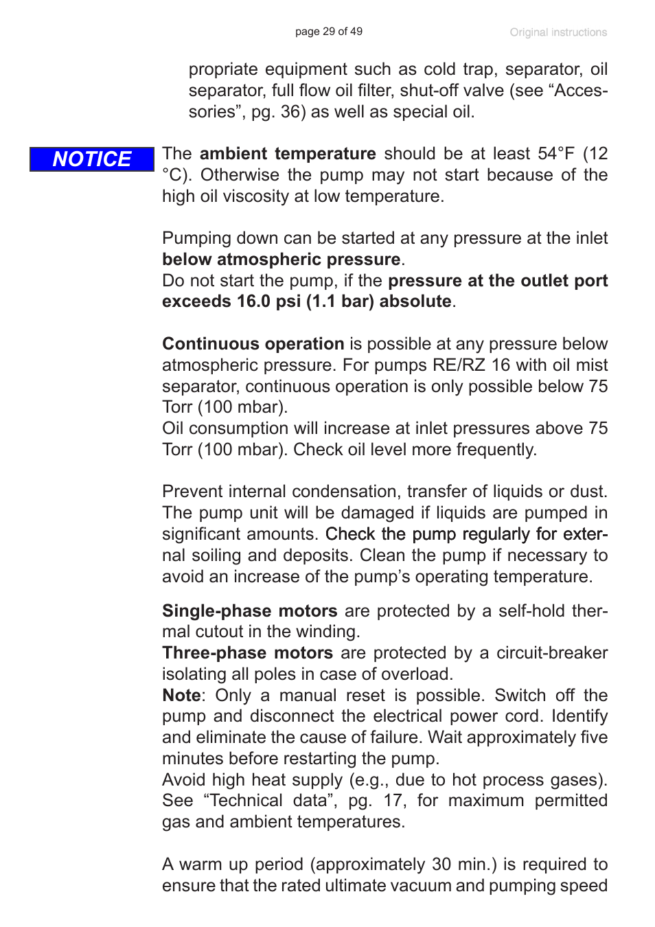 Notice | VACUUBRAND RZ 9 User Manual | Page 29 / 49