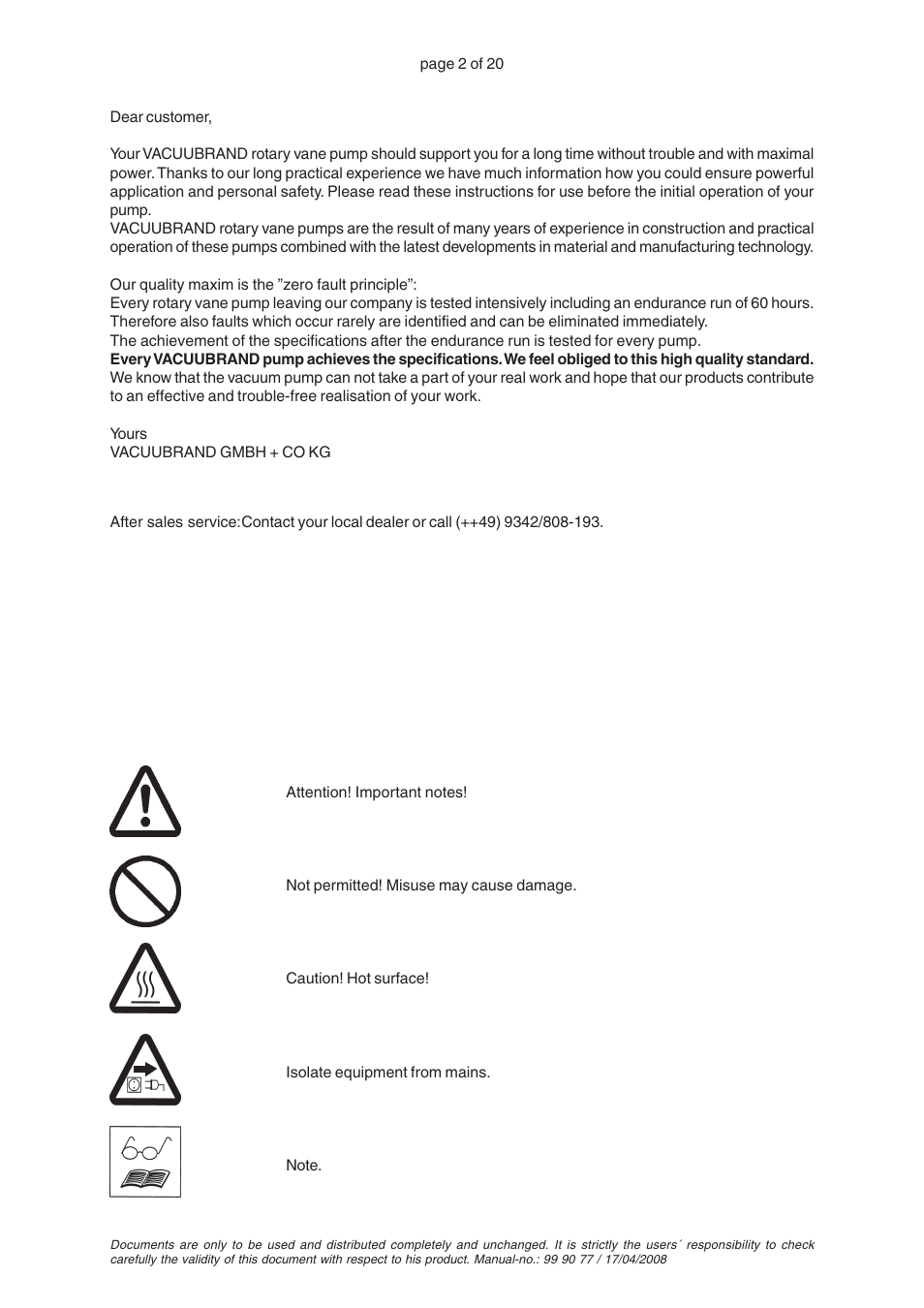 VACUUBRAND RZ 8 User Manual | Page 2 / 20
