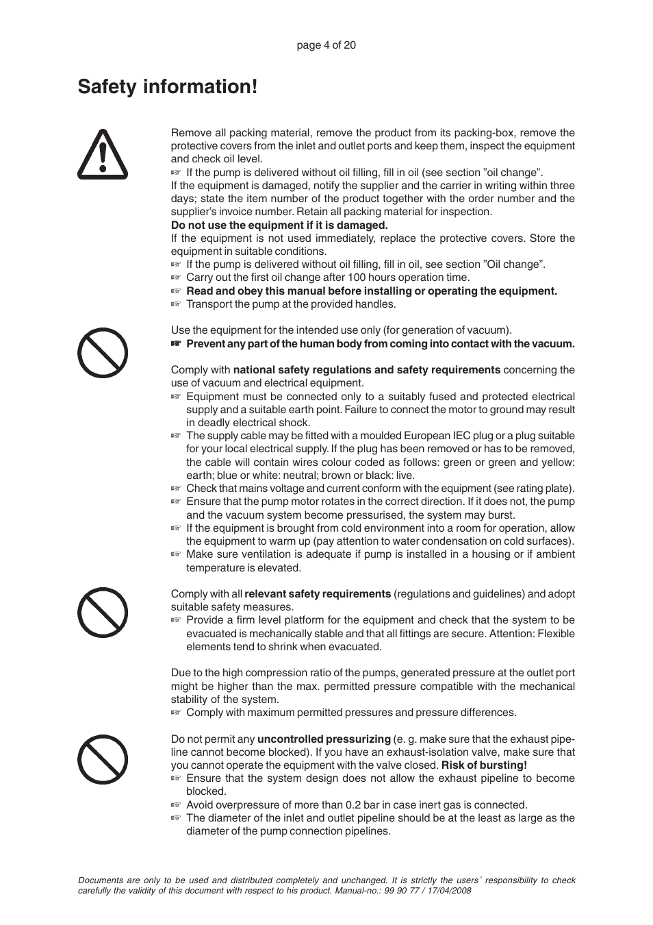 Safety information | VACUUBRAND RZ 8 User Manual | Page 4 / 20