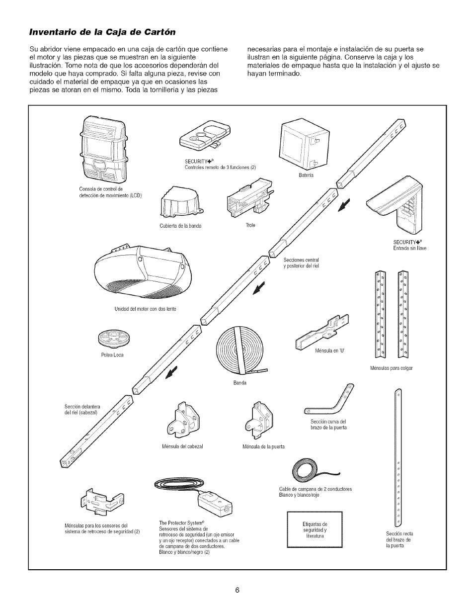 Inventarío de la caja de carton, Inventario de la caja de cartón | Craftsman 139.53918d User Manual | Page 45 / 79