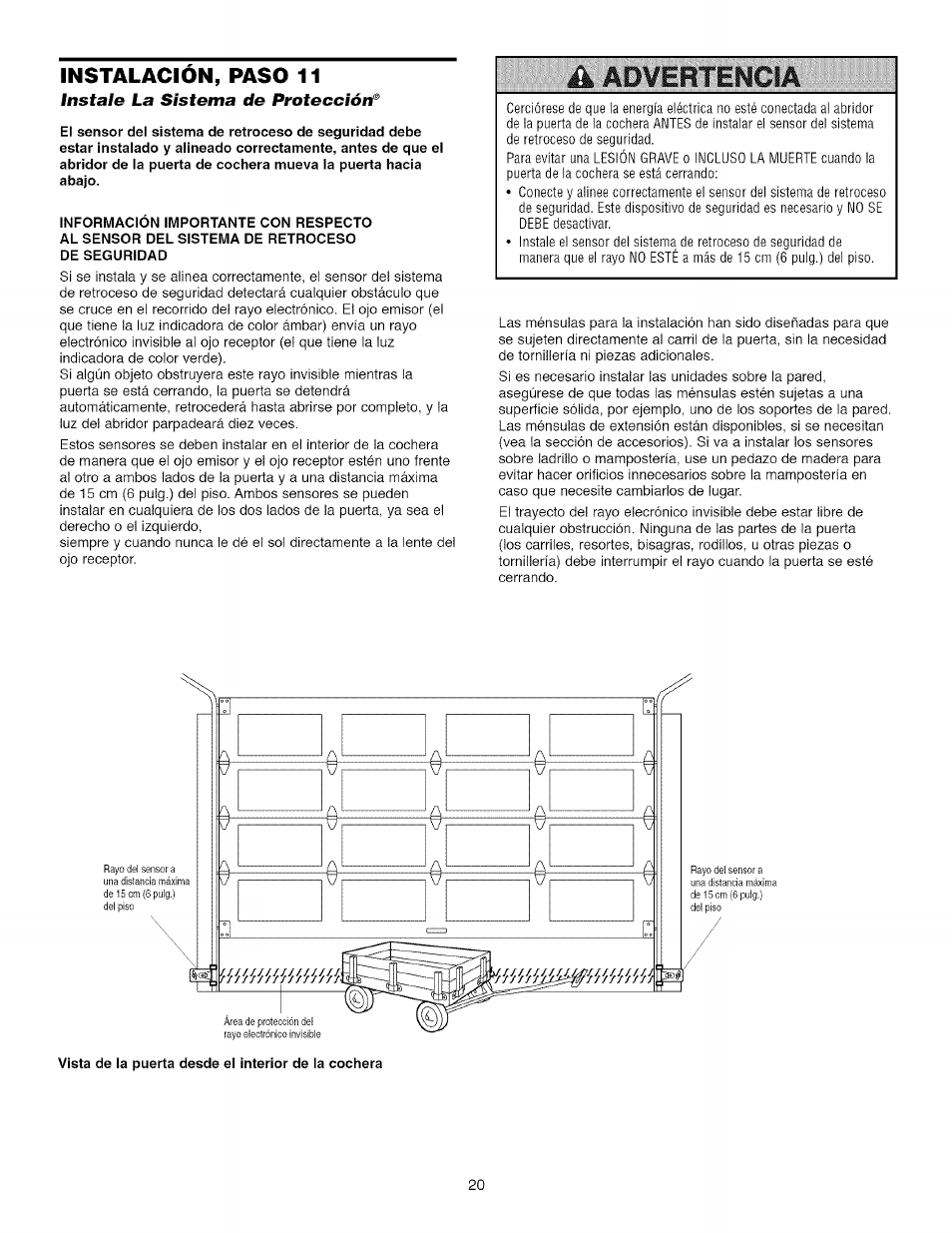 Instalacion, paso 11, Instale la sistema de protección, Instale la sistema de protección® -22 | Inadvertencia | Craftsman 139.53918d User Manual | Page 59 / 79