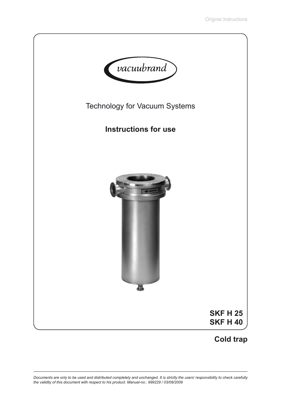 VACUUBRAND SKF H 40 User Manual | 7 pages