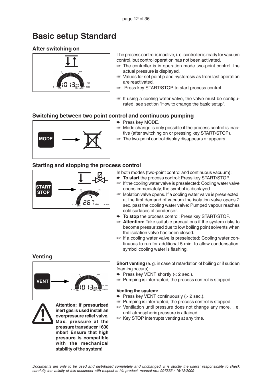 Basic setup standard | VACUUBRAND CVC 2II User Manual | Page 12 / 36