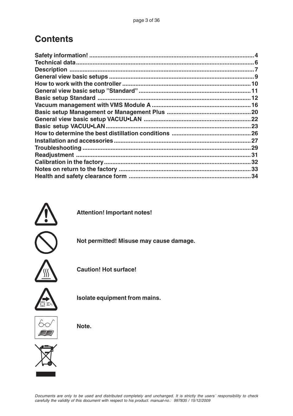 VACUUBRAND CVC 2II User Manual | Page 3 / 36