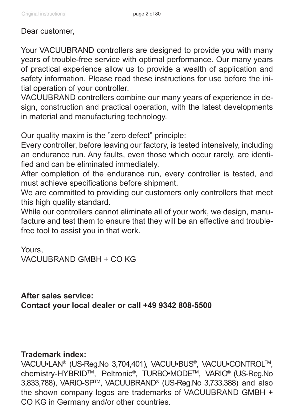 VACUUBRAND CVC 3000 User Manual | Page 2 / 80