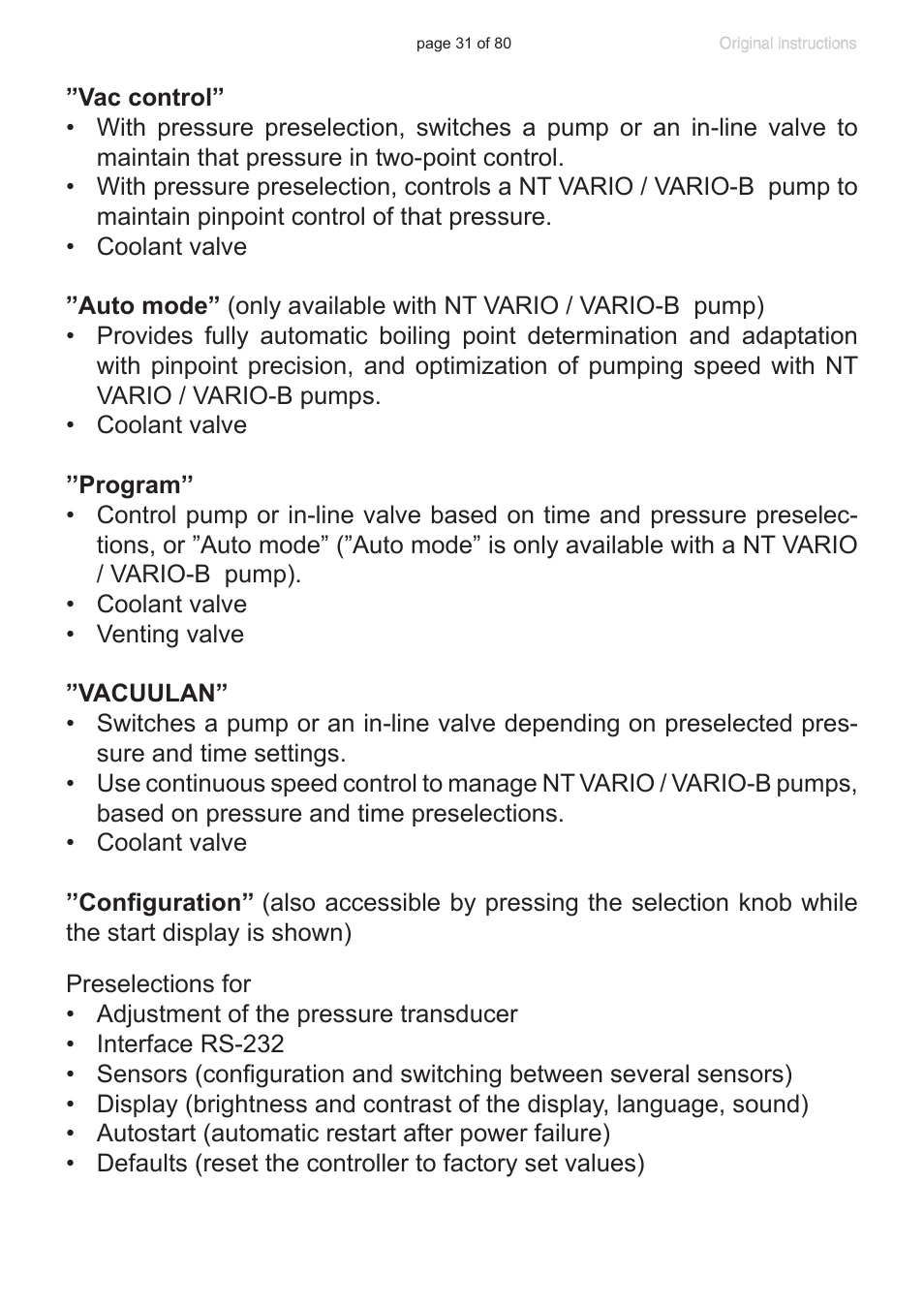VACUUBRAND CVC 3000 User Manual | Page 31 / 80