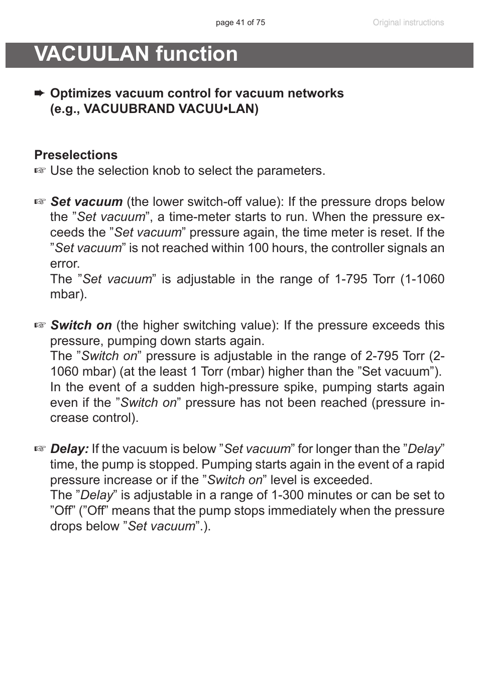 Vacuulan function | VACUUBRAND CVC 3000 E User Manual | Page 41 / 75