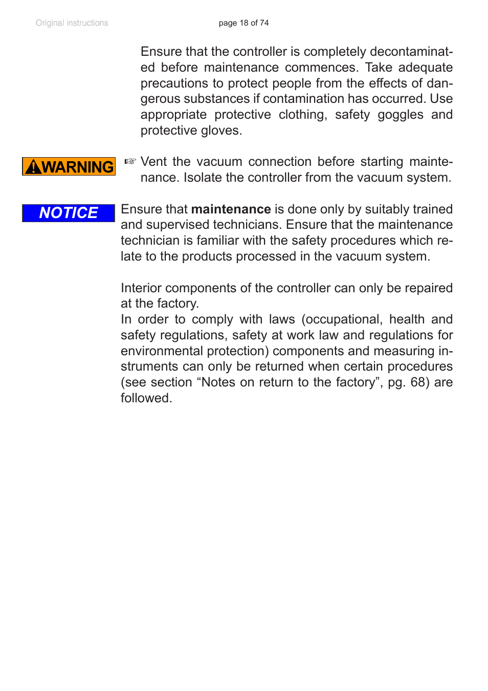 Notice | VACUUBRAND CVC 3000 detect User Manual | Page 18 / 74