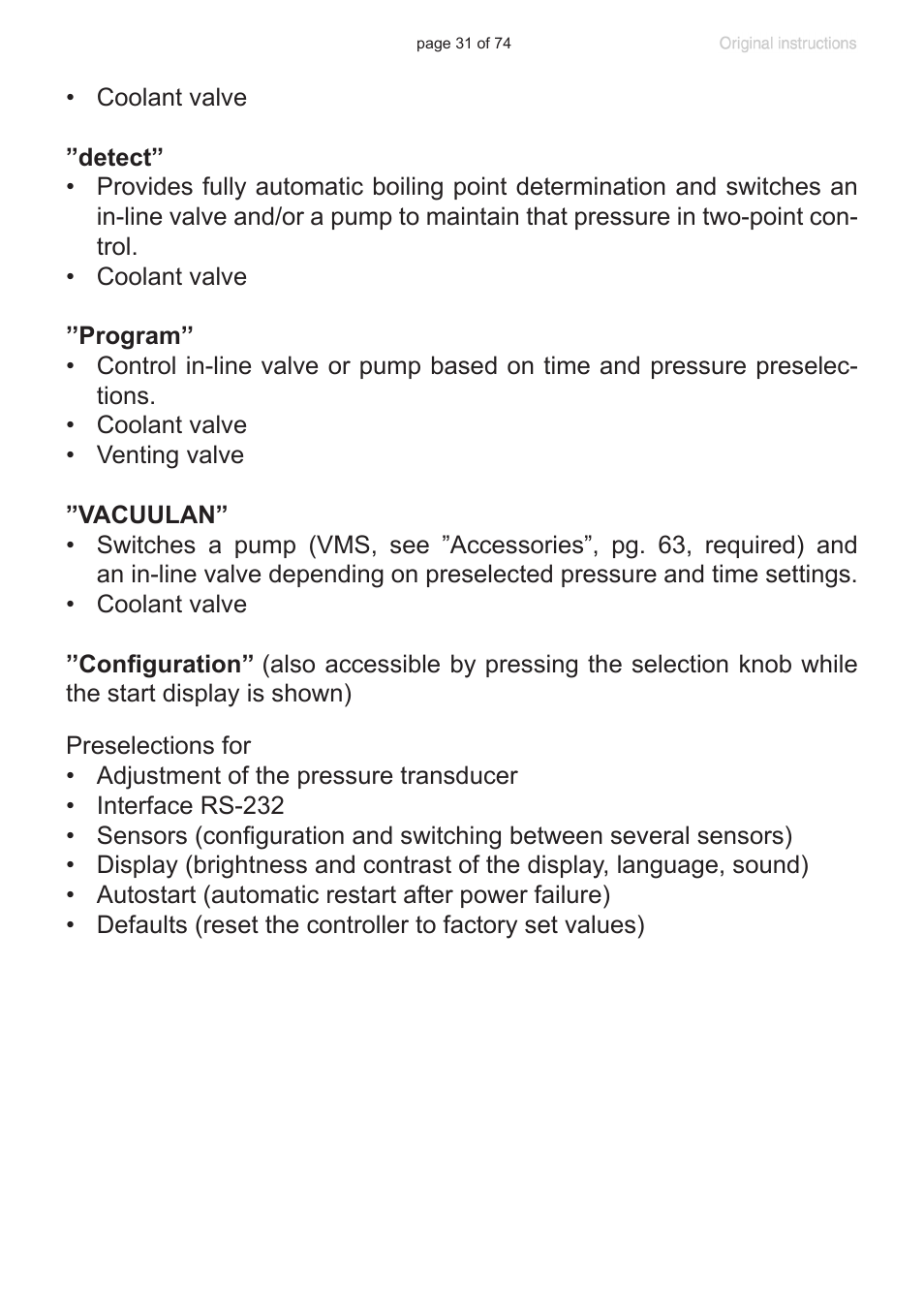 VACUUBRAND CVC 3000 detect User Manual | Page 31 / 74