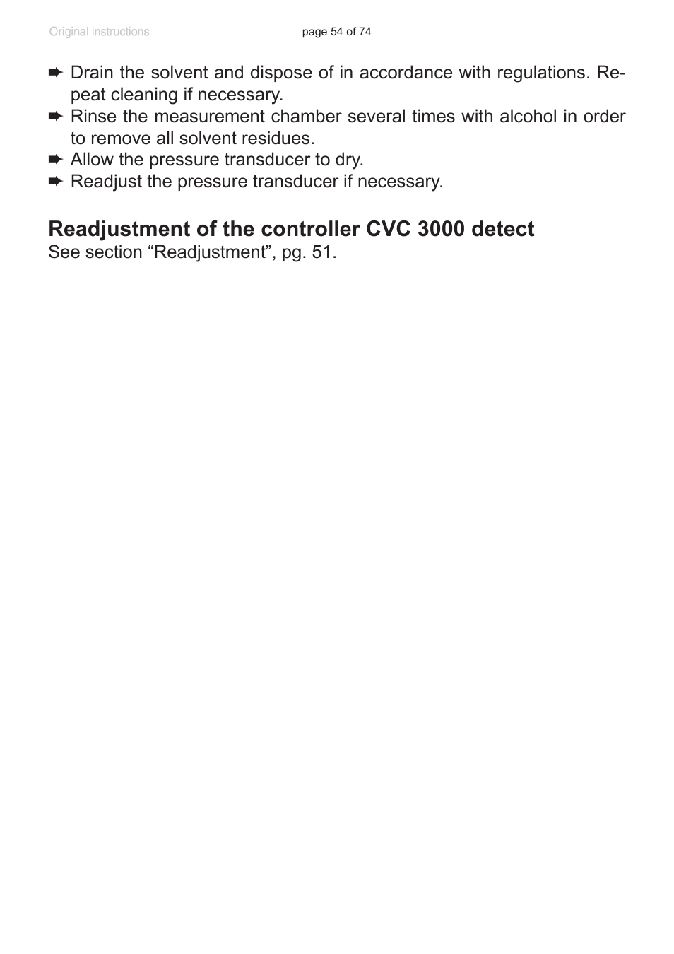 Readjustment of the controller cvc 3000 detect | VACUUBRAND CVC 3000 detect User Manual | Page 54 / 74