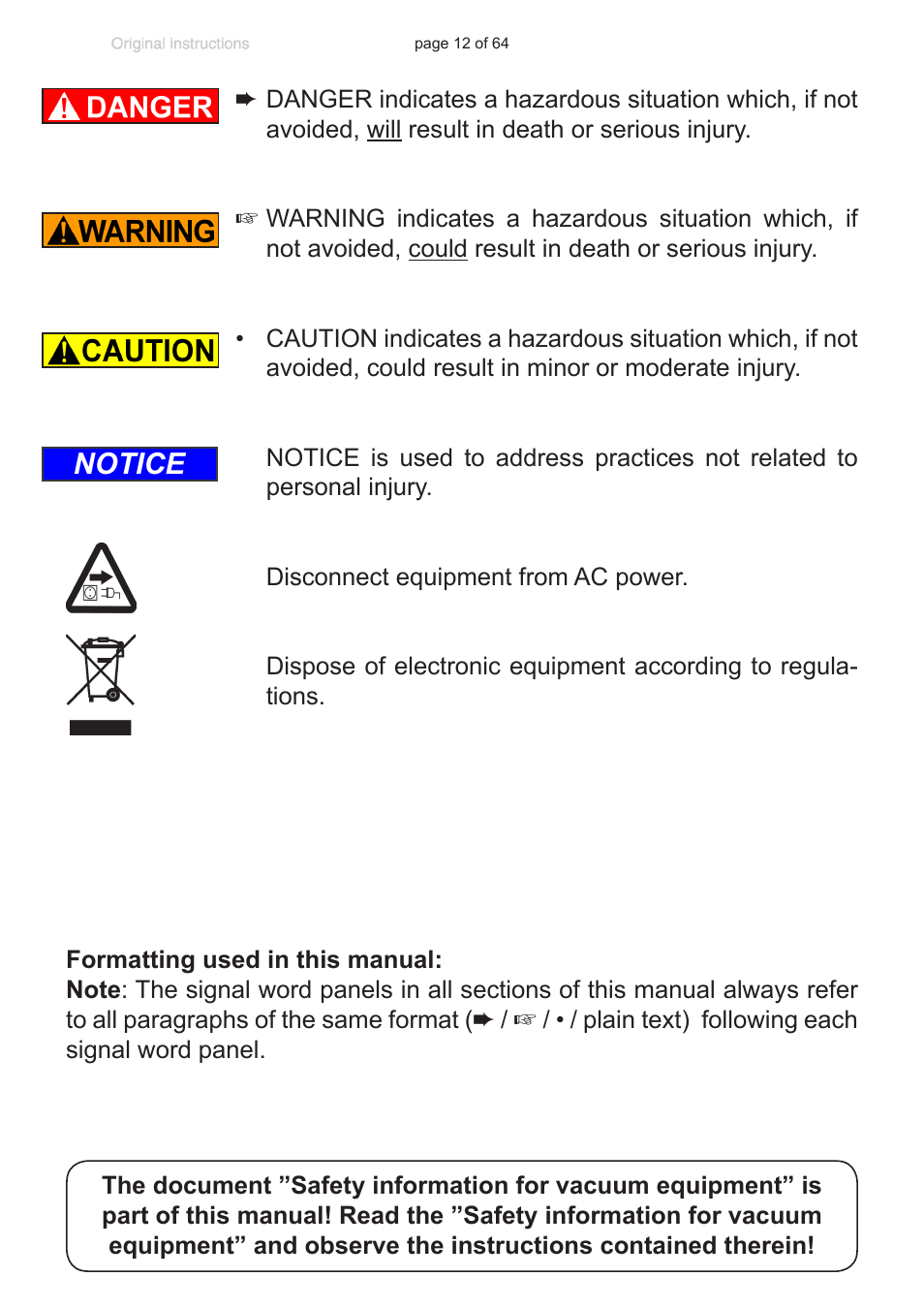Notice | VACUUBRAND DCP 3000 User Manual | Page 12 / 64