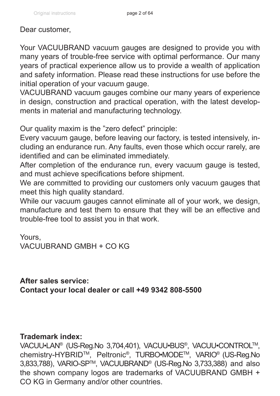 VACUUBRAND DCP 3000 User Manual | Page 2 / 64