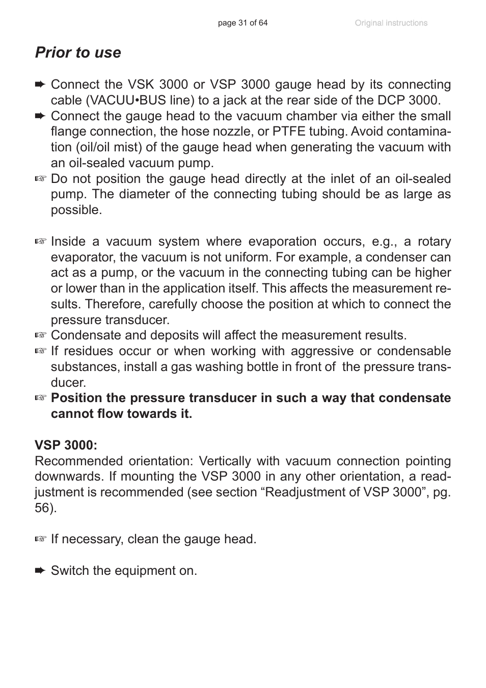 Prior to use | VACUUBRAND DCP 3000 User Manual | Page 31 / 64