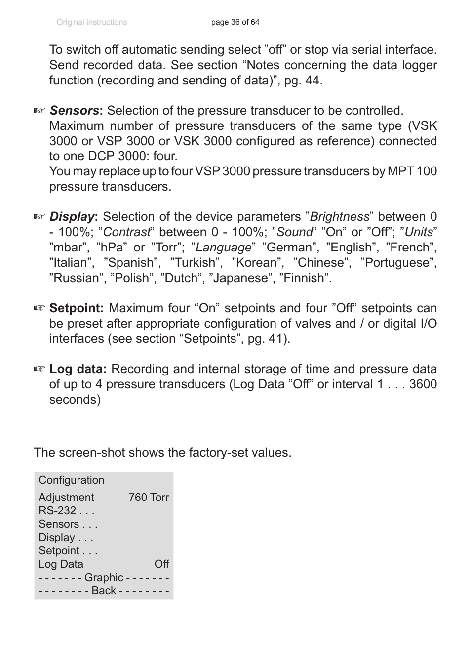 VACUUBRAND DCP 3000 User Manual | Page 36 / 64