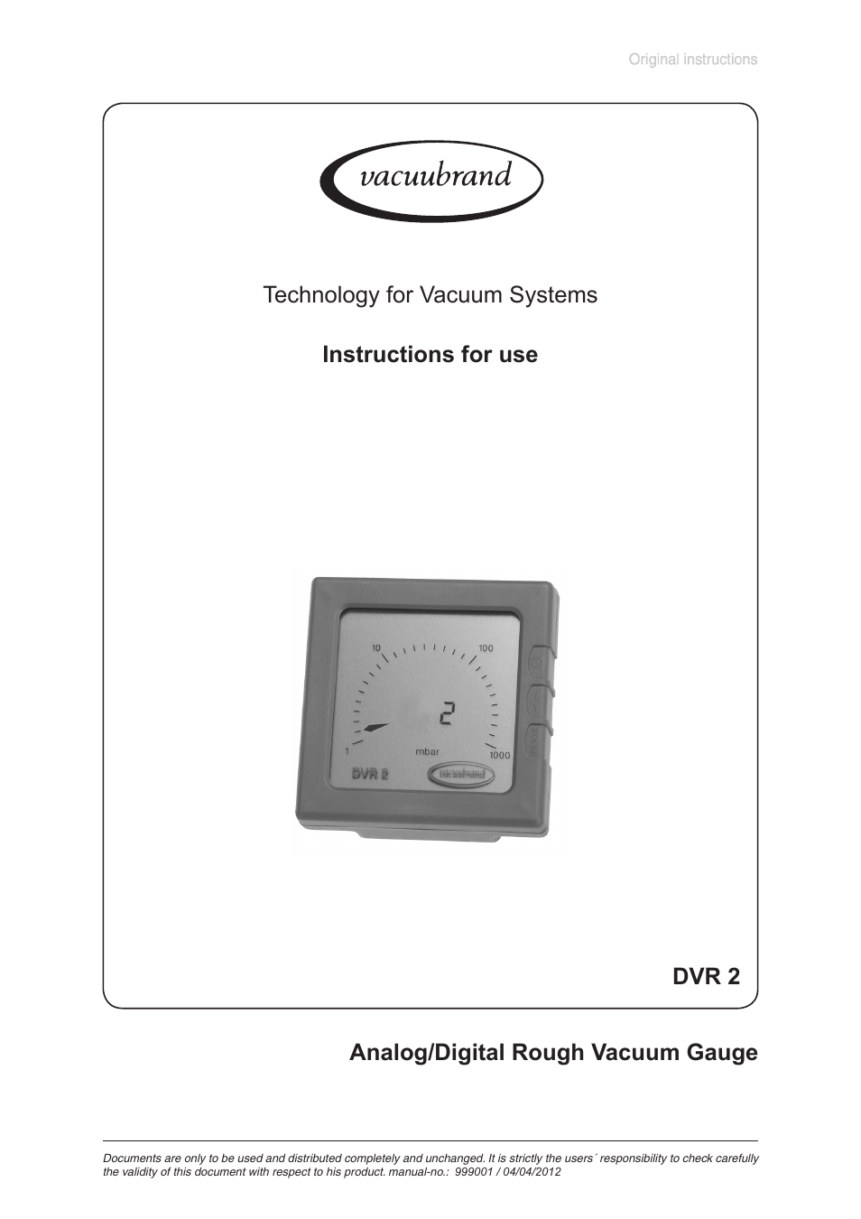 VACUUBRAND DVR 2 User Manual | 17 pages