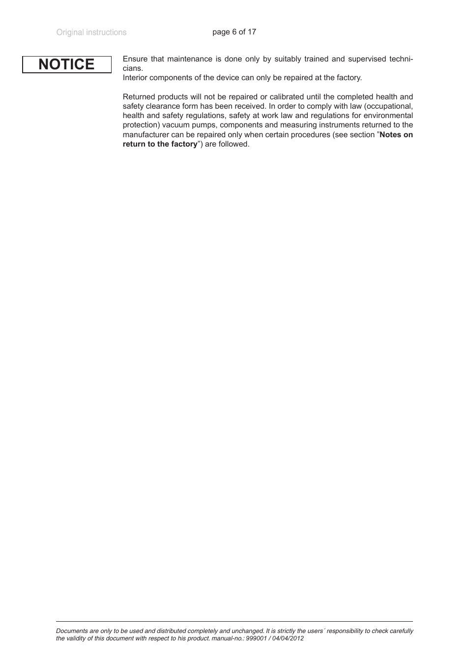 Notice | VACUUBRAND DVR 2 User Manual | Page 6 / 17