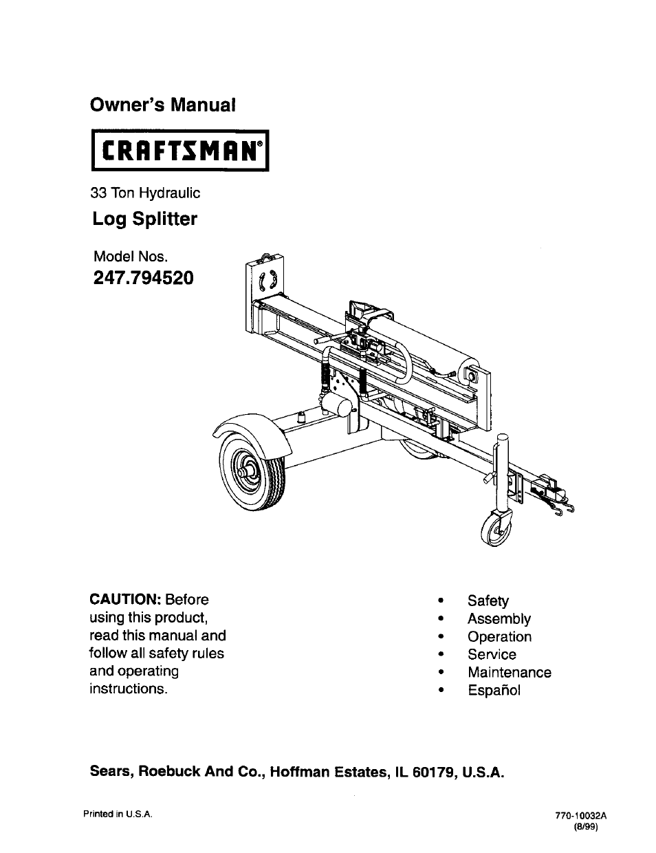 Craftsman 247.79452 User Manual | 27 pages