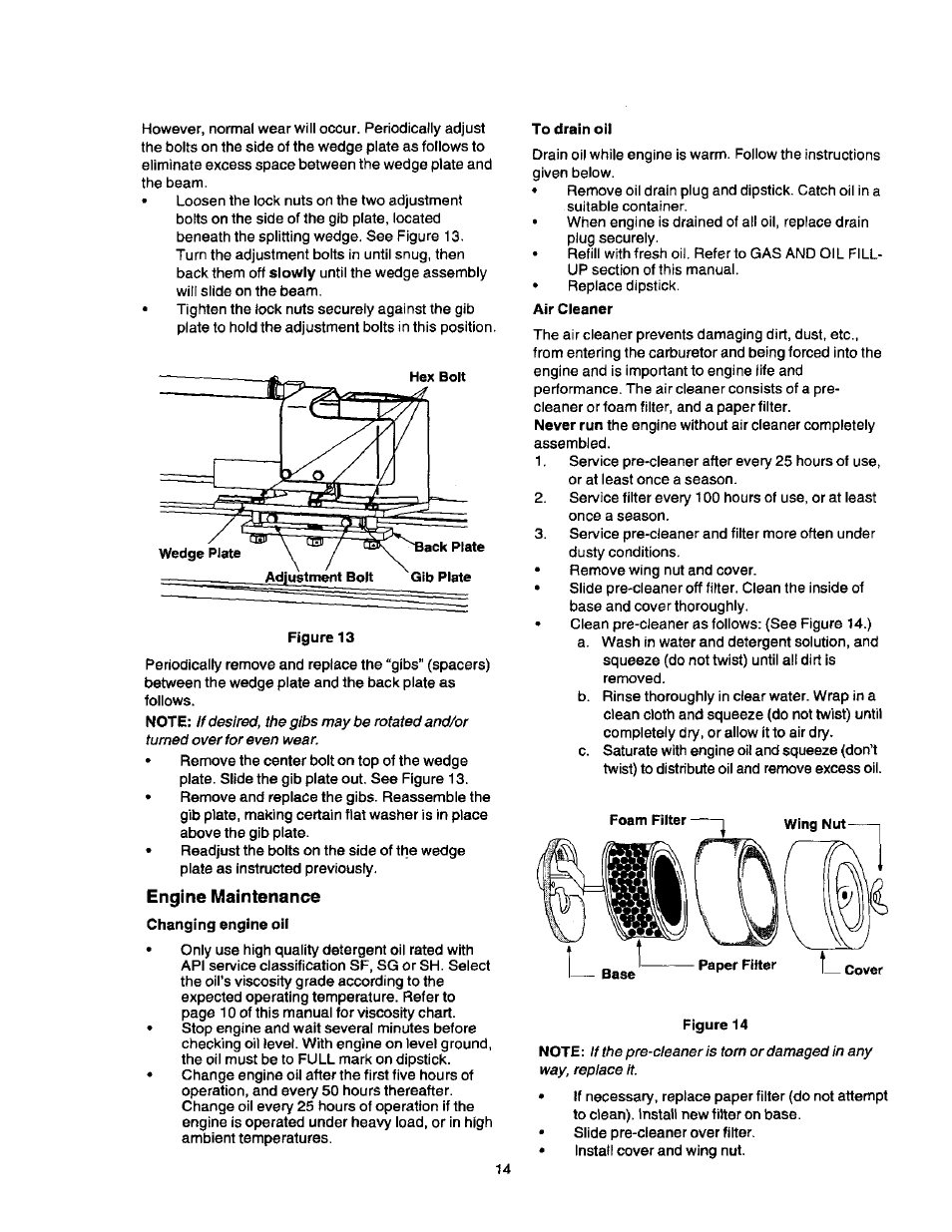 Engine maintenance | Craftsman 247.79452 User Manual | Page 14 / 27