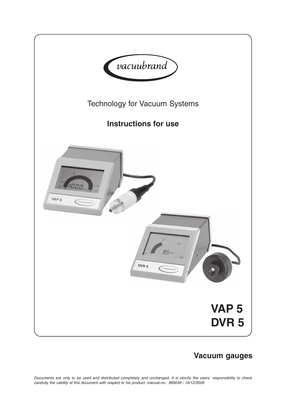 VACUUBRAND VAP 5 User Manual | 17 pages