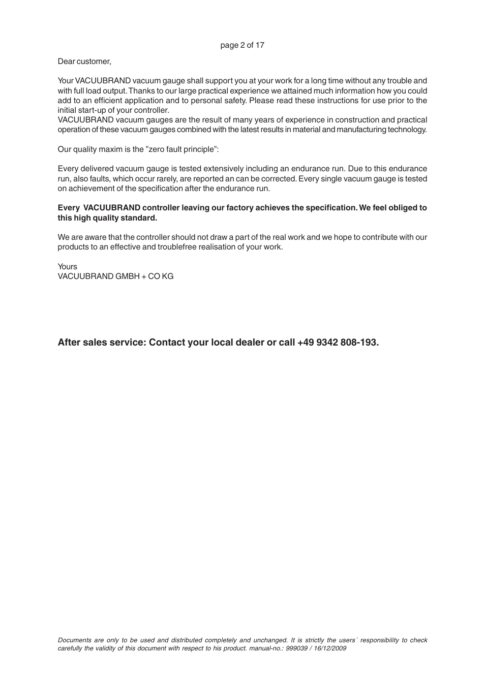 VACUUBRAND VAP 5 User Manual | Page 2 / 17