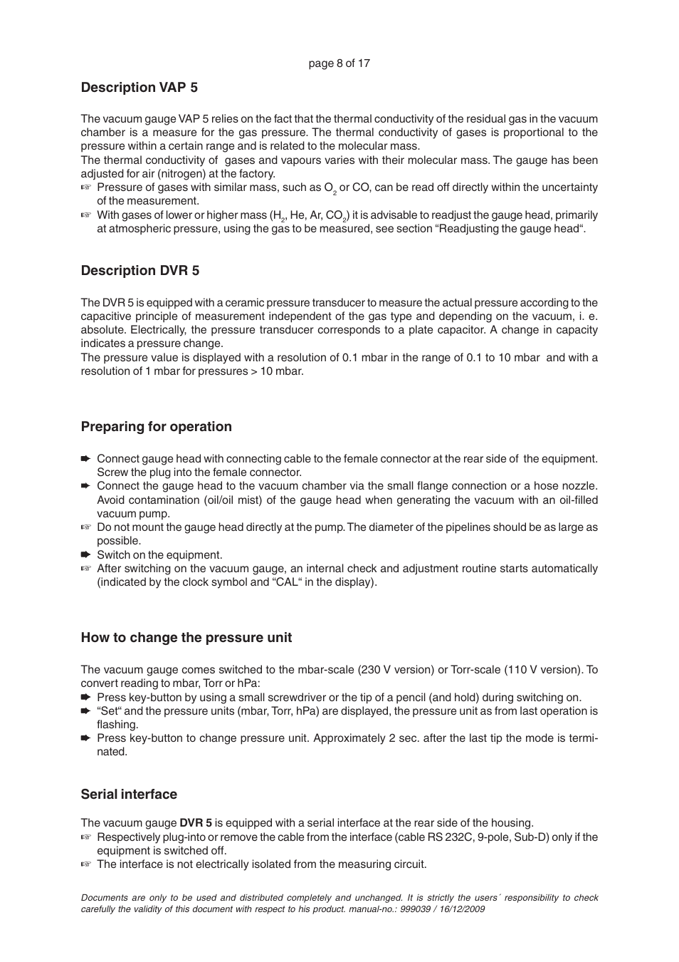 VACUUBRAND VAP 5 User Manual | Page 8 / 17