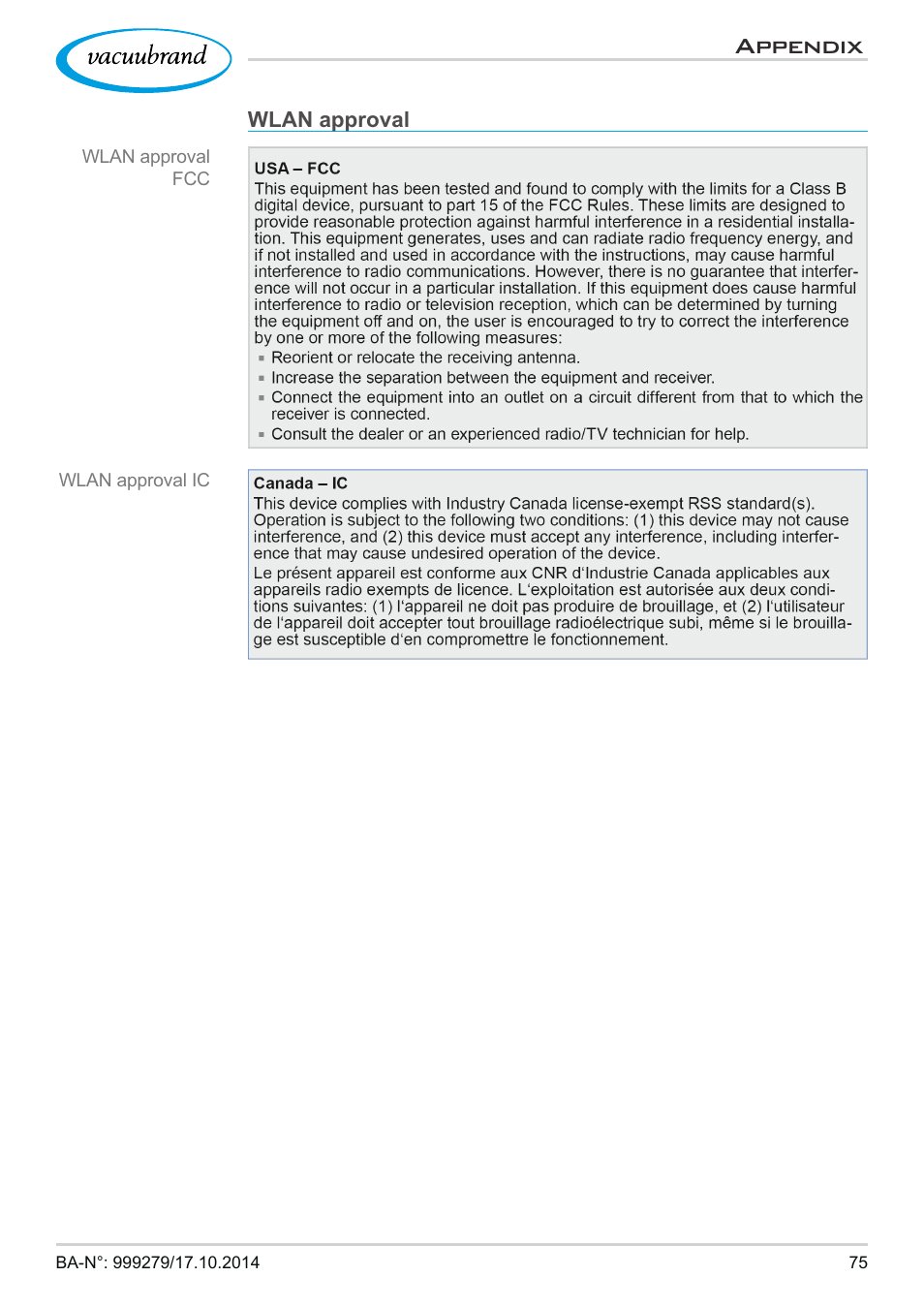 Appendix | VACUUBRAND VACUU·CONTROL User Manual | Page 75 / 80