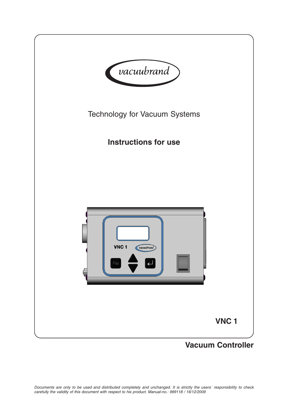 VACUUBRAND VNC 1 User Manual | 35 pages