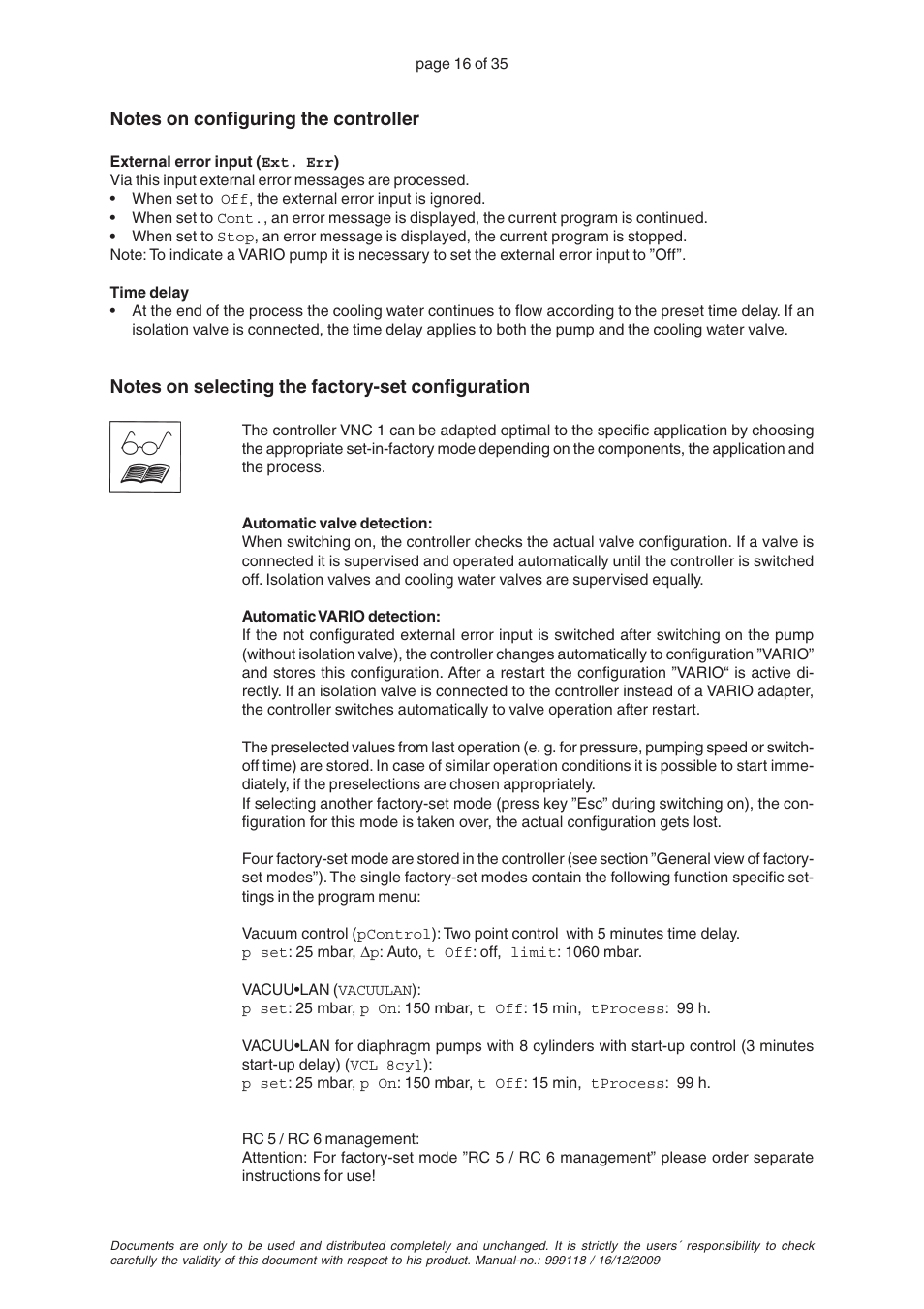 VACUUBRAND VNC 1 User Manual | Page 16 / 35
