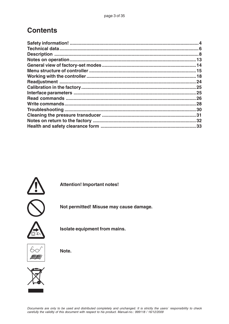 VACUUBRAND VNC 1 User Manual | Page 3 / 35