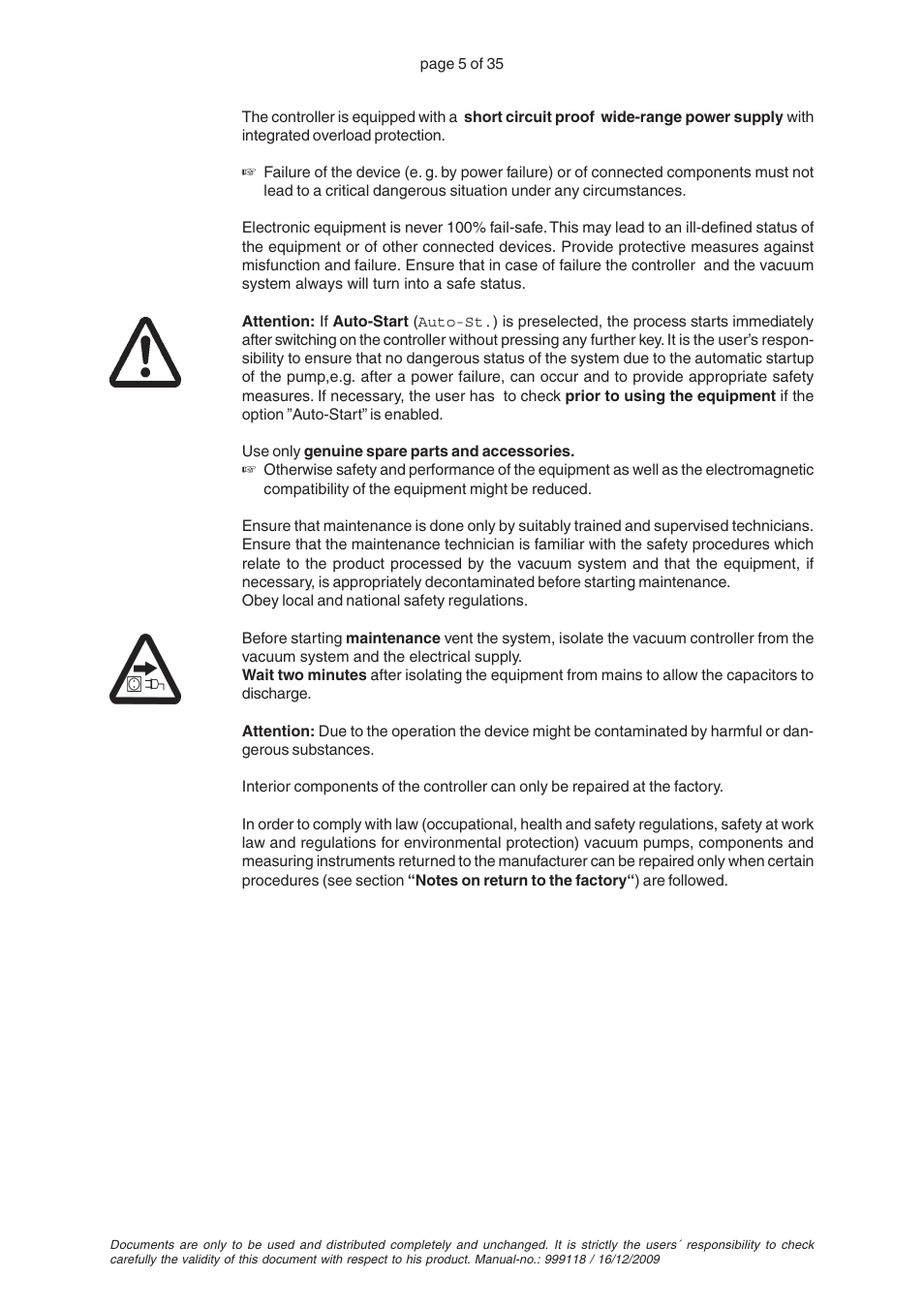 VACUUBRAND VNC 1 User Manual | Page 5 / 35