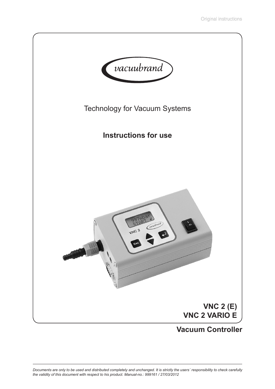 VACUUBRAND VNC 2 User Manual | 45 pages