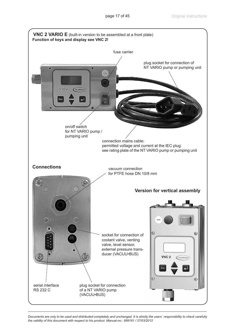 VACUUBRAND VNC 2 User Manual | Page 17 / 45