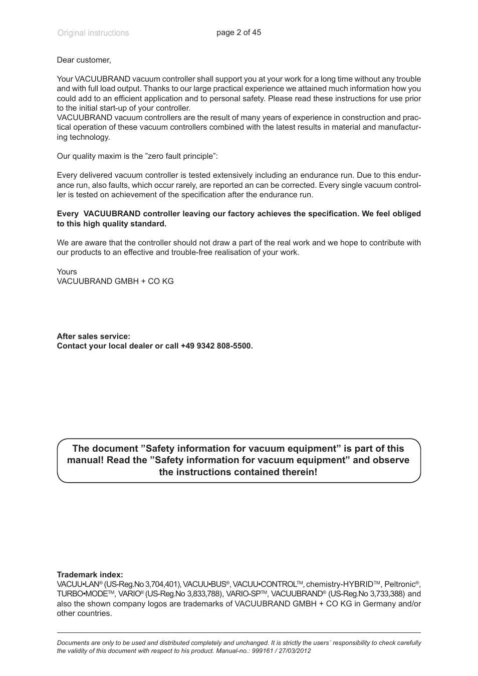 VACUUBRAND VNC 2 User Manual | Page 2 / 45